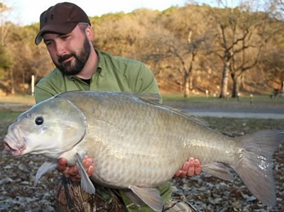 Texas-based angler Jason Johonnesson with a beautiful Smallmouth Buffalo. Lake Fork, TX