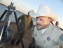 Marshal Spitzer getting a close read on the tournament scale. Lake Fork, TX