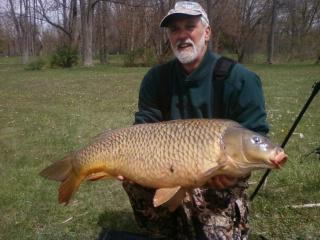 Joe Rinaldo Jr with a 30 lb, 9 oz common carp caught during session 4 of the Spring '12 season of Wild Carp Club of Central NY