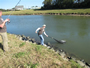 Brian Sherwood netting a fish for Nick Davis during Session 3.