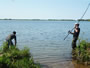 Eric Cabana landing a carp during session 1.