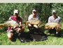 Bill Markle (left, 17.5 lb common), Paul Russell (center, 17.13 lb mirror) and Kent Appleby (right, 17.8 lb common) with a trio of 17 lb carp caught in succession during Session 1 of the Fall 2011 season of Wild Carp Club of Central NY.