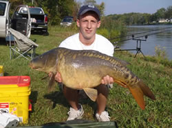 The tournament's first Mirror Carp (16 lb, 8 oz), caught by Sean Lehrer