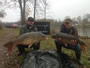 Chris Jackson (left) with a 33.1 lb common and teammate Scott Russell with a 21.6 lb common caught back-to-back at peg 4.