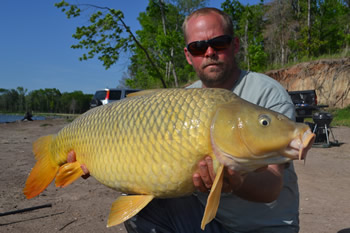 WCC of North Texas Director Jon Eisen with a beautiful common carp caught at Lake Fork in Quitman, TX.